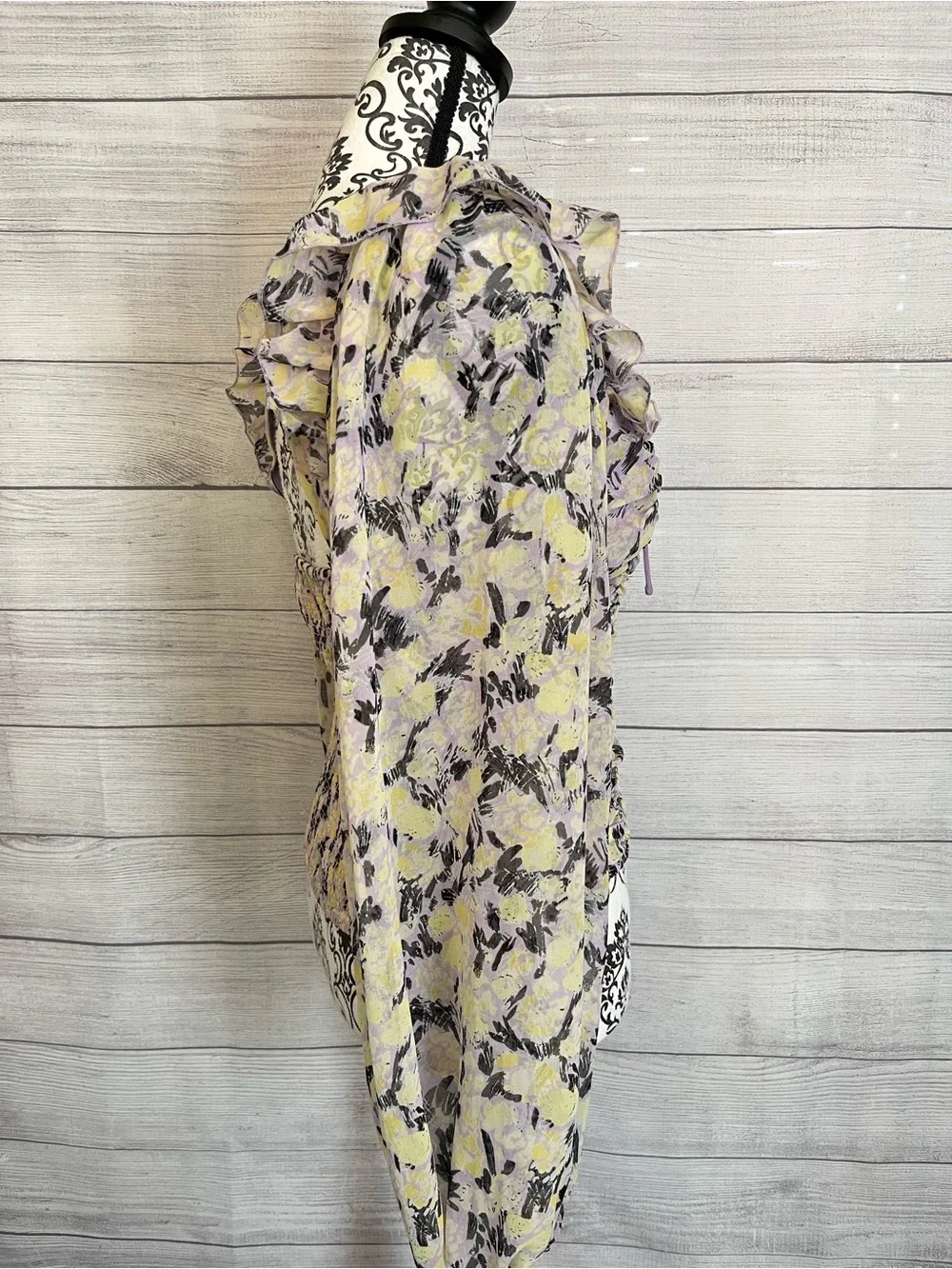 Free People | Lavender Floral Ruffle Smocked Puff-Sleeve Top